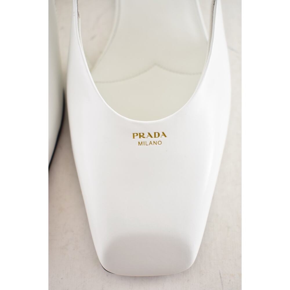 Prada White Leather Square Toe Mary Jane Slingback Ballerina Ballet Flat 36 - Picture 10 of 16